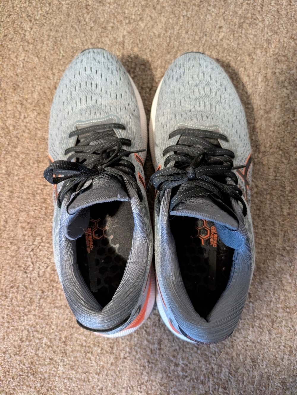 Asics Gray and Orange FFBlast Plus Running Sneakers Mens 9 (Womens 10.5) - Picture 4 of 7